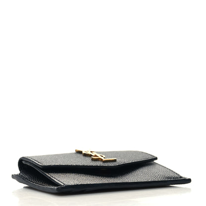 Saint Laurent Grain De Poudre Uptown Monogram Card Case Black 4 of 9