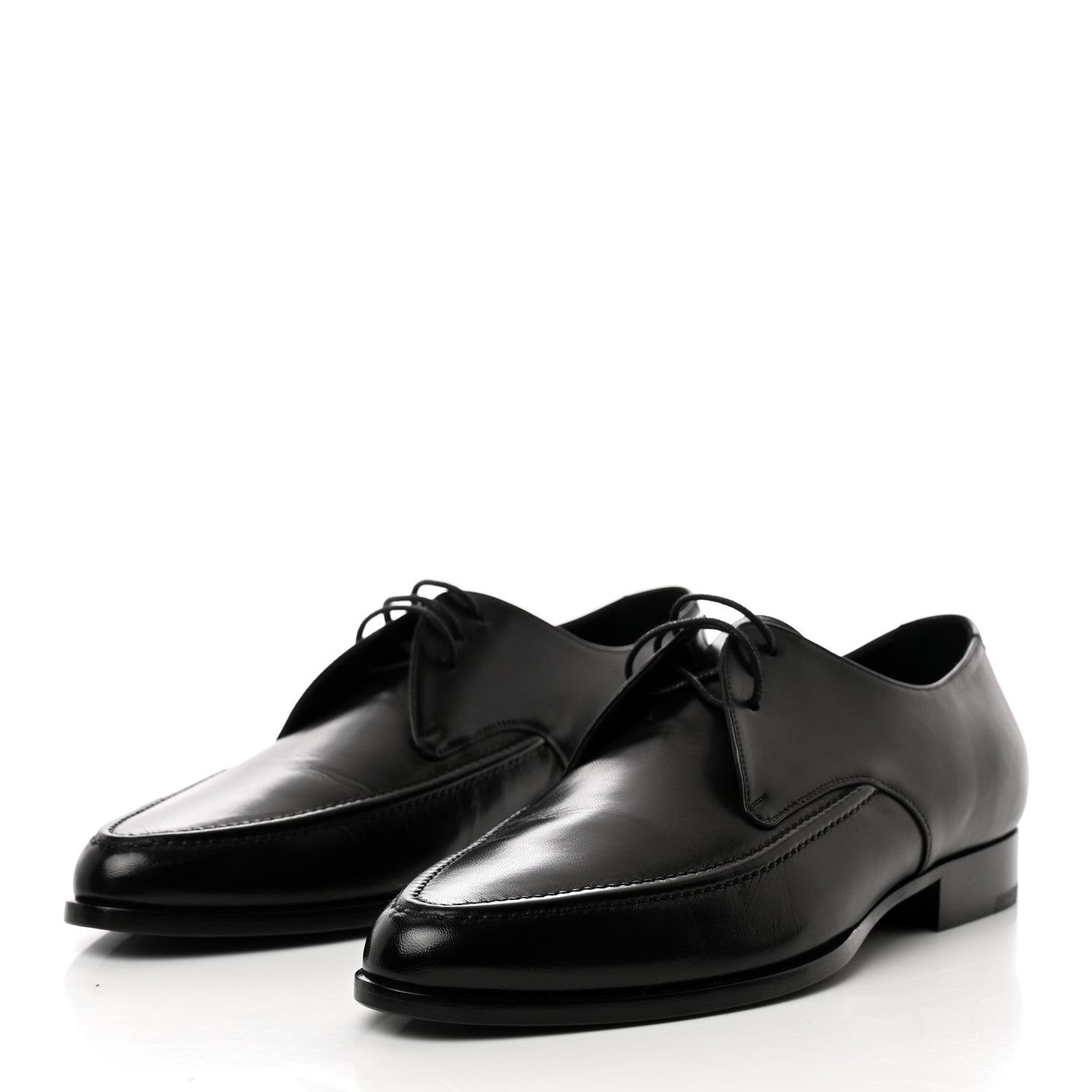 Saint Laurent Calfskin Lace Up Derby Shoes 39 Black 3 of 9