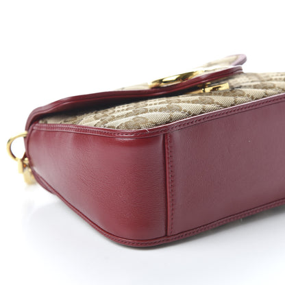 Gucci Monogram Glazed Calfskin Matelasse Diagonal Mini GG Marmont Top Handle Shoulder Bag Beige Ebony New Cherry Red 6 of 10