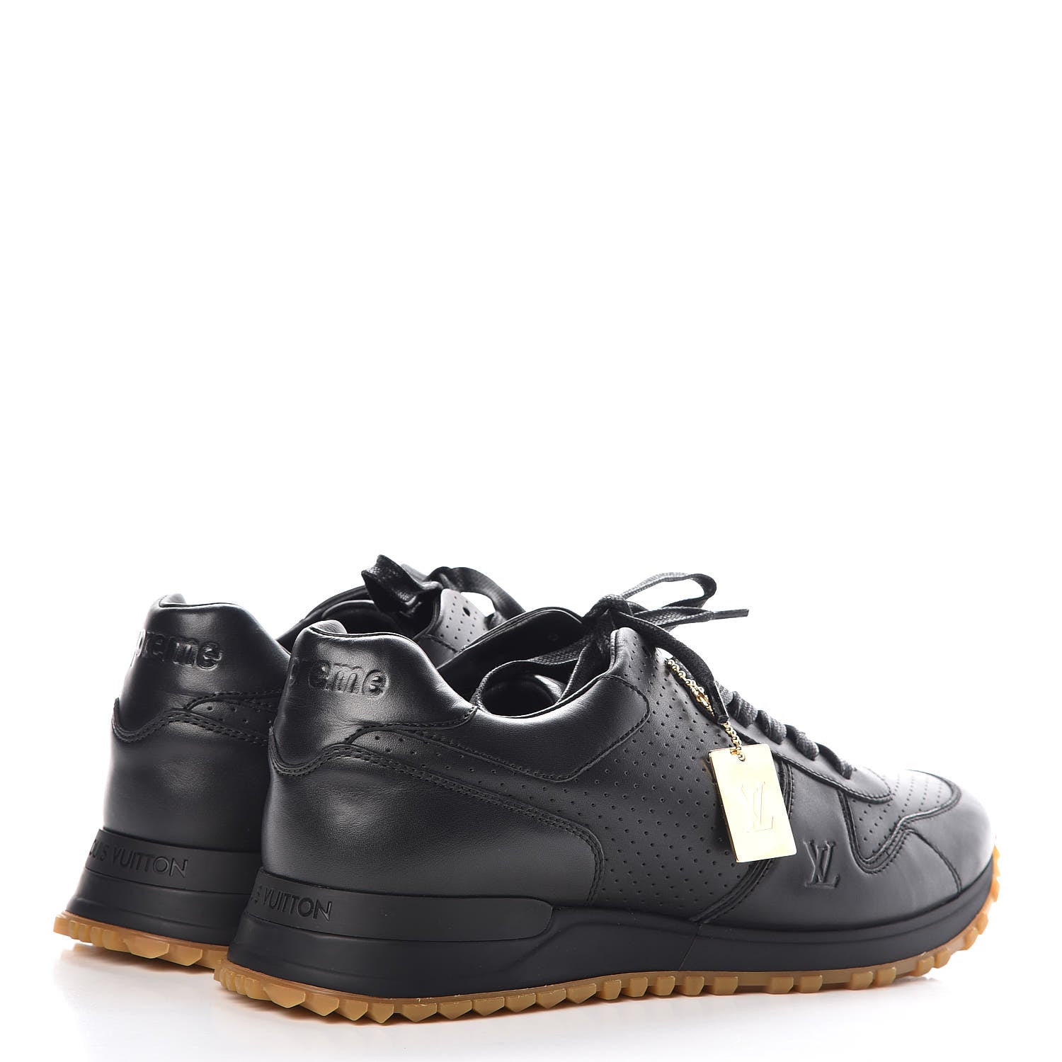 Louis Vuitton X SUPREME Calfskin Run Away Sneakers 7.5 Black 4 of 9