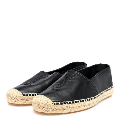 Saint Laurent Lambskin Mens Monogram Espadrilles 40 Black 2 of 7