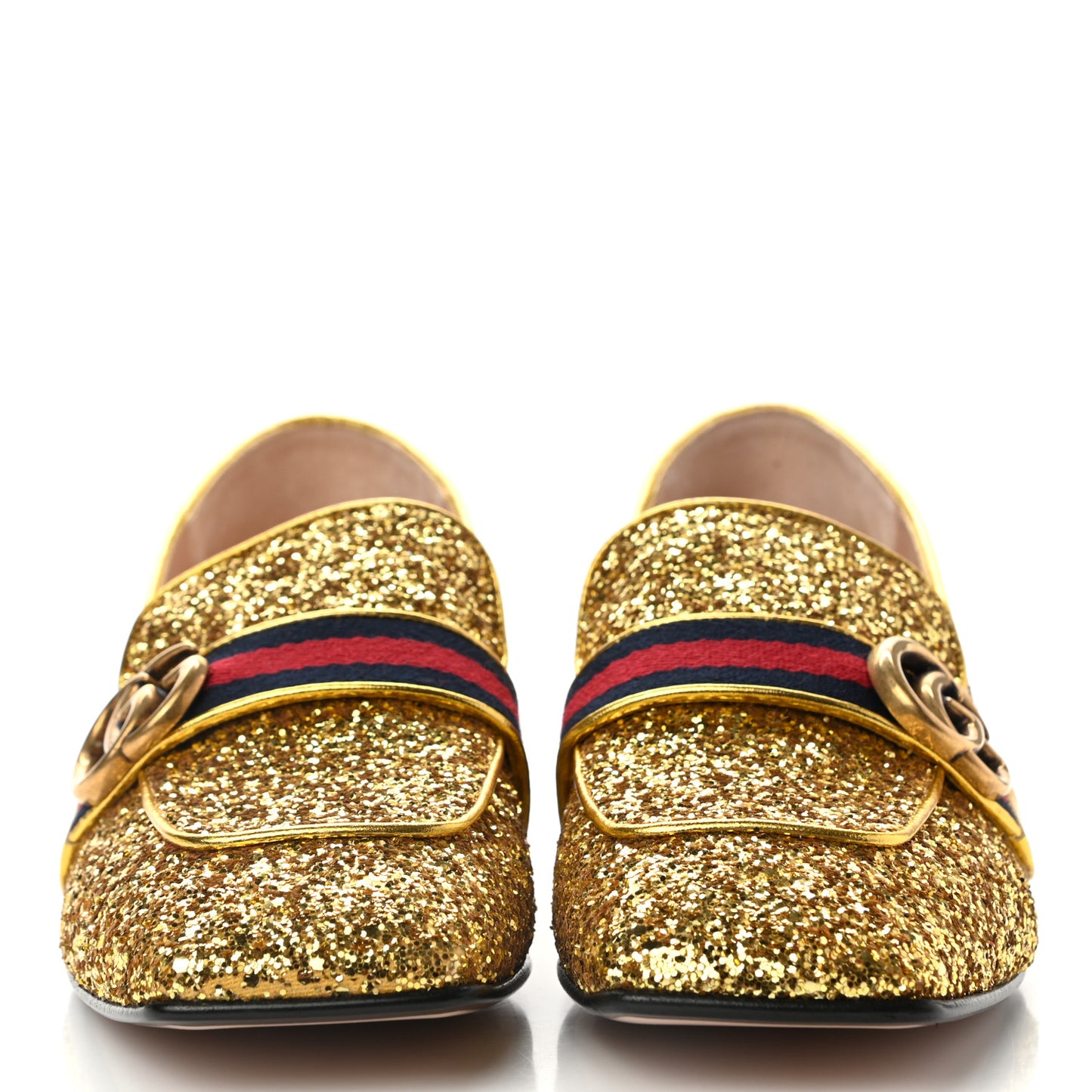 Glitter Web Peyton Loafers 41 Gold