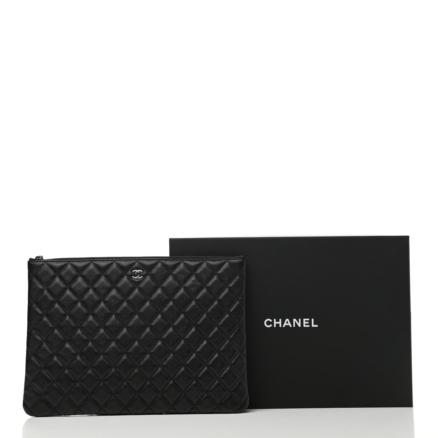 Chanel Iridescent Caviar Quilted Large Cosmetic Case Black 8 of 8