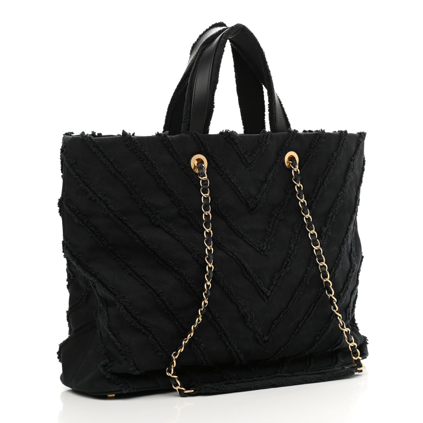 Canvas Chevron Cuba Patchwork Shopper Tote Black