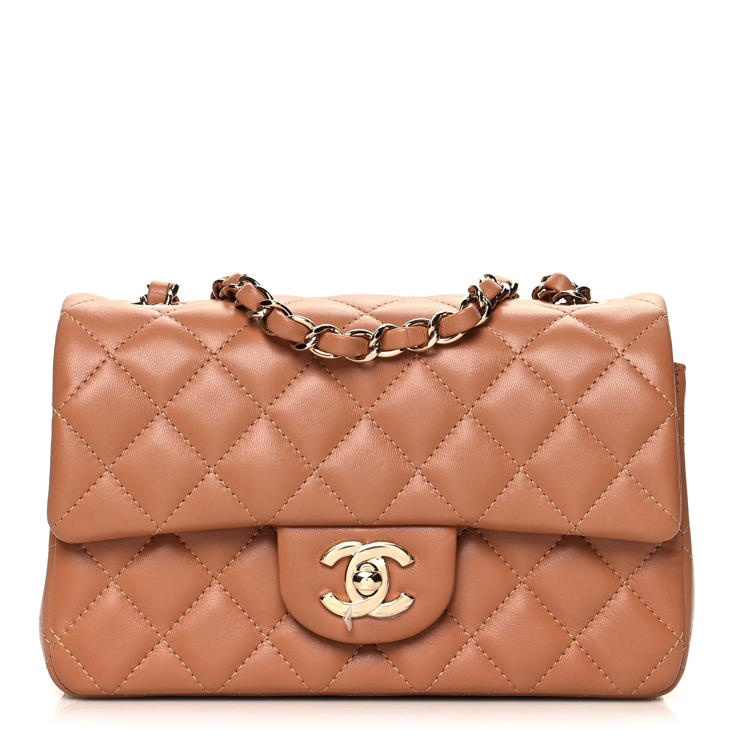 Chanel Lambskin Quilted Mini Rectangular Flap Brown 1 of 10
