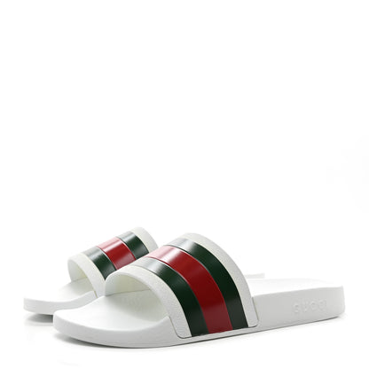 Gucci Rubber Web Mens Pool Slide Sandals 8 Great White 3 of 9