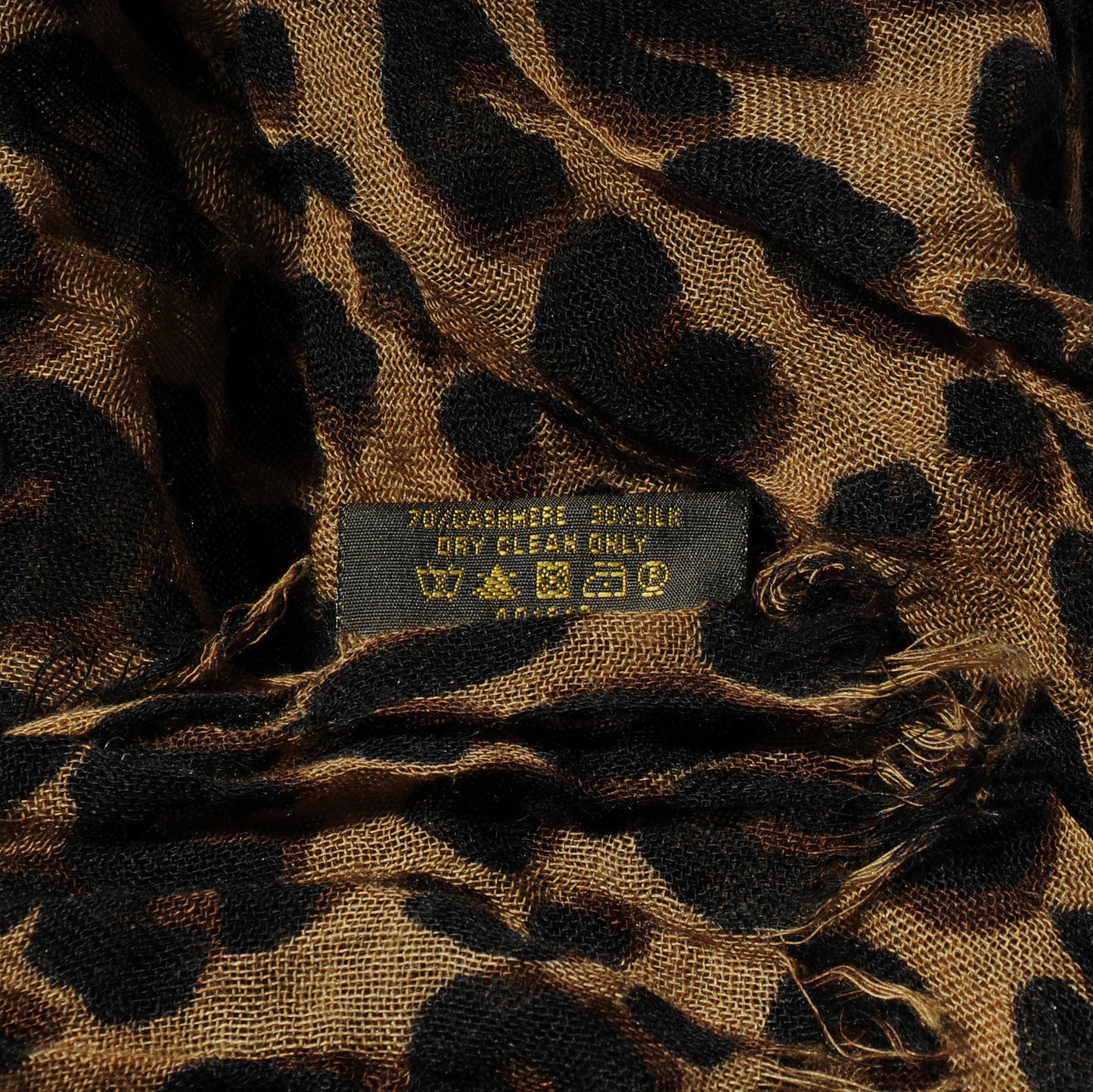 Cashmere Silk Leopard Stole Brown