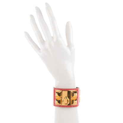 Hermes Shiny Alligator Collier De Chien CDC Bracelet S Bougainvillea 2 of 6