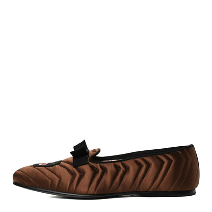 Gucci Silk Panther Embroidered Mens Quilted Slippers 10.5 Brown 1 of 10