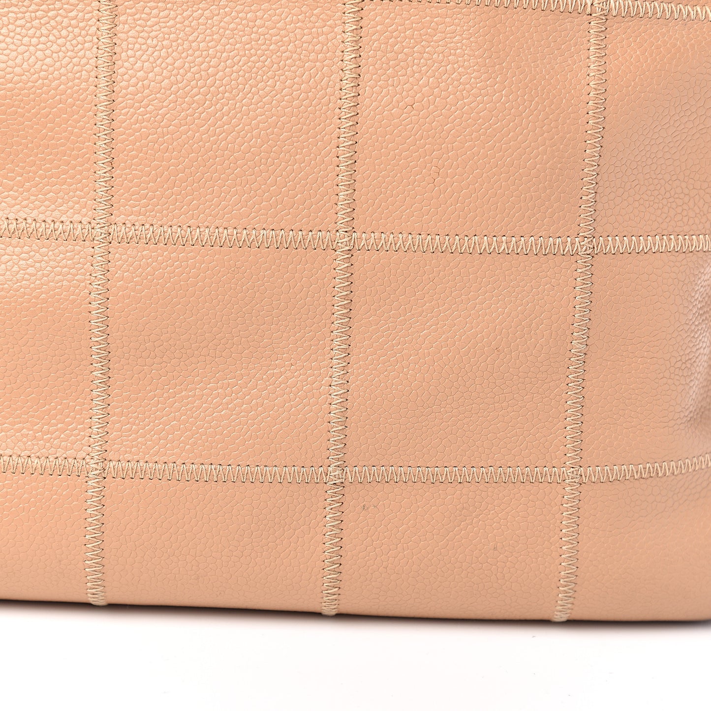 Caviar Square Stitched Tote Beige