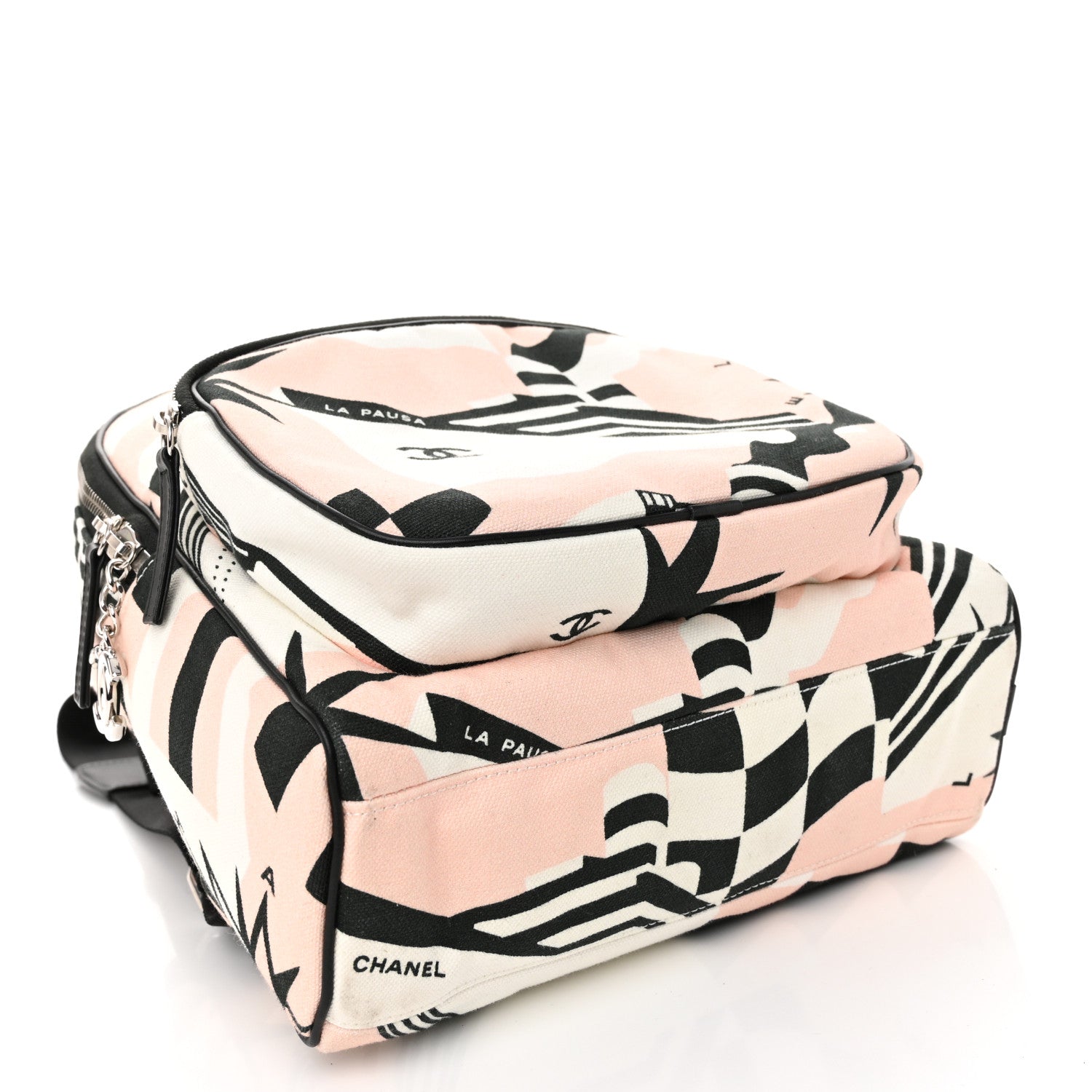 Chanel Canvas Cruise La Pausa Print Backpack Pink White Black 4 of 10
