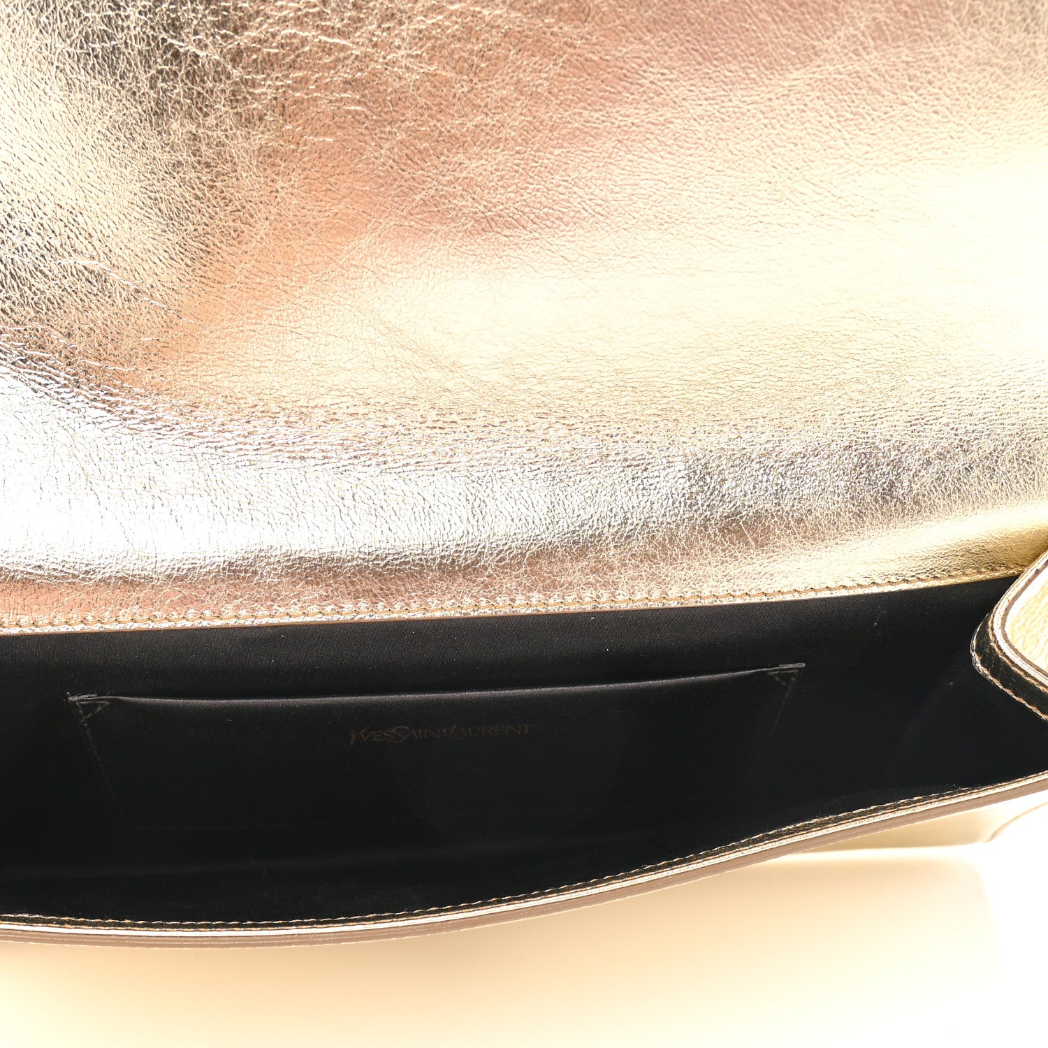 Saint Laurent Metallic Textured Calfskin Monogram Large Belle De Jour Clutch Gold 4 of 9