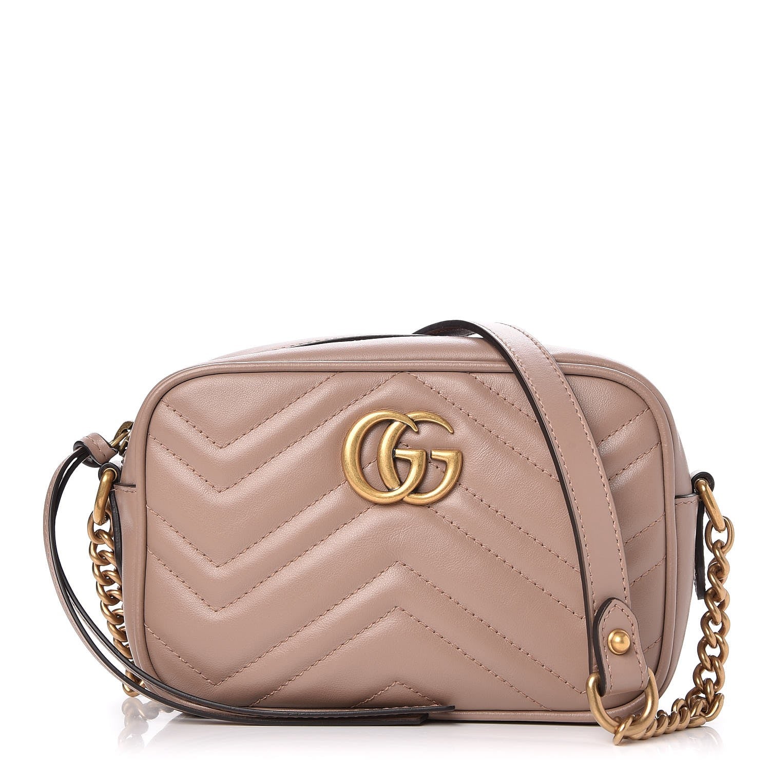 Gucci Calfskin Matelasse Mini GG Marmont Chain Shoulder Bag Porcelain Rose 1 of 7
