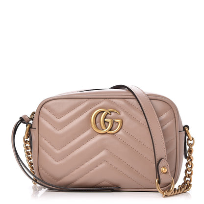 Gucci Calfskin Matelasse Mini GG Marmont Chain Shoulder Bag Porcelain Rose 1 of 7