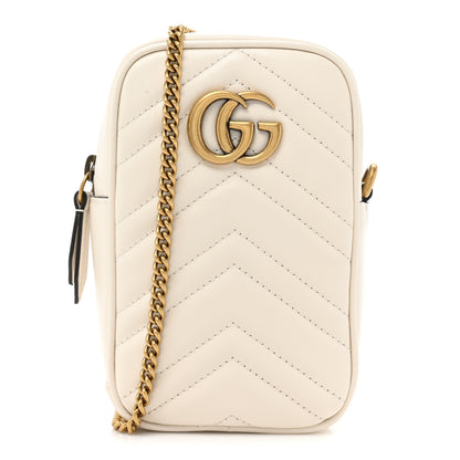 Gucci Calfskin Matelasse GG Marmont Mini Bag Coin Purse Mystic White Perfect Pink 3 of 12