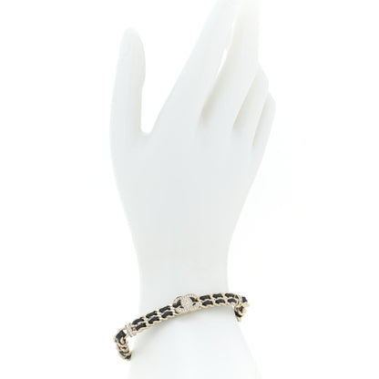 Chanel Lambskin Crystal CC Chain Bracelet Gold Black 2 of 9