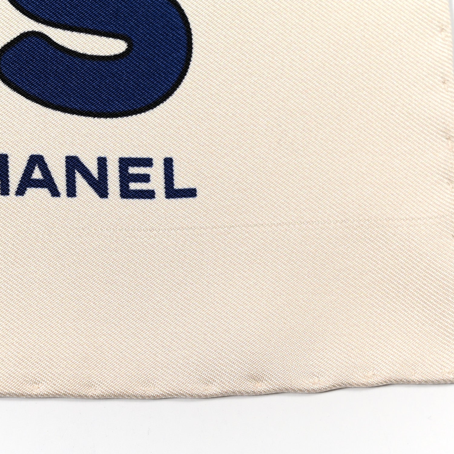 Chanel Silk Twill Printed Bandana Ecru Black Multicolor 5 of 5
