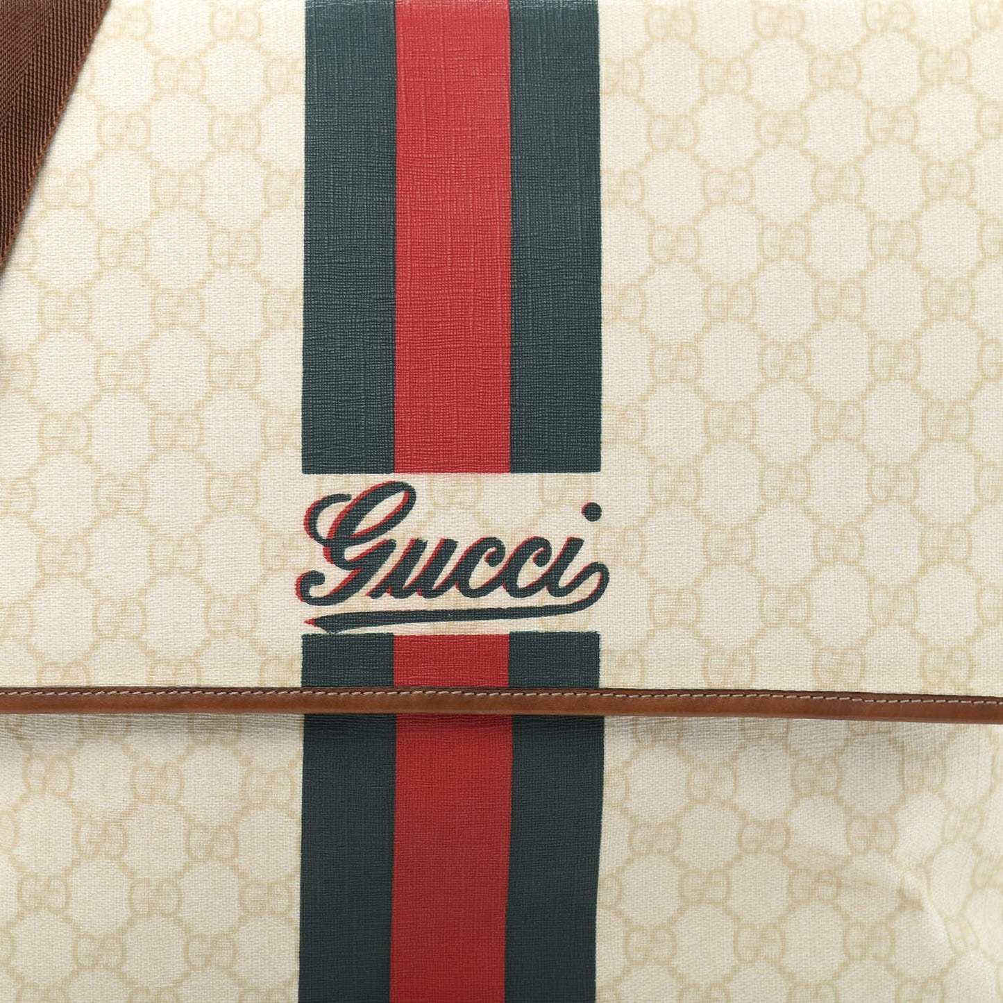 Monogram Web Stripe Medium Flap Messenger Bag White