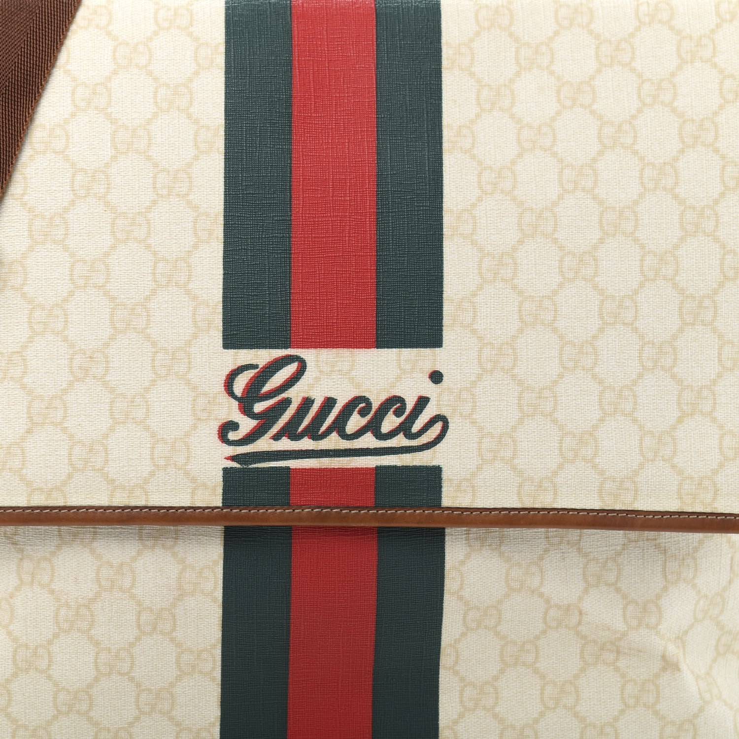 Gucci Monogram Web Stripe Medium Flap Messenger Bag White 14 of 15
