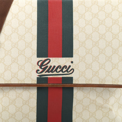 Gucci Monogram Web Stripe Medium Flap Messenger Bag White 14 of 15