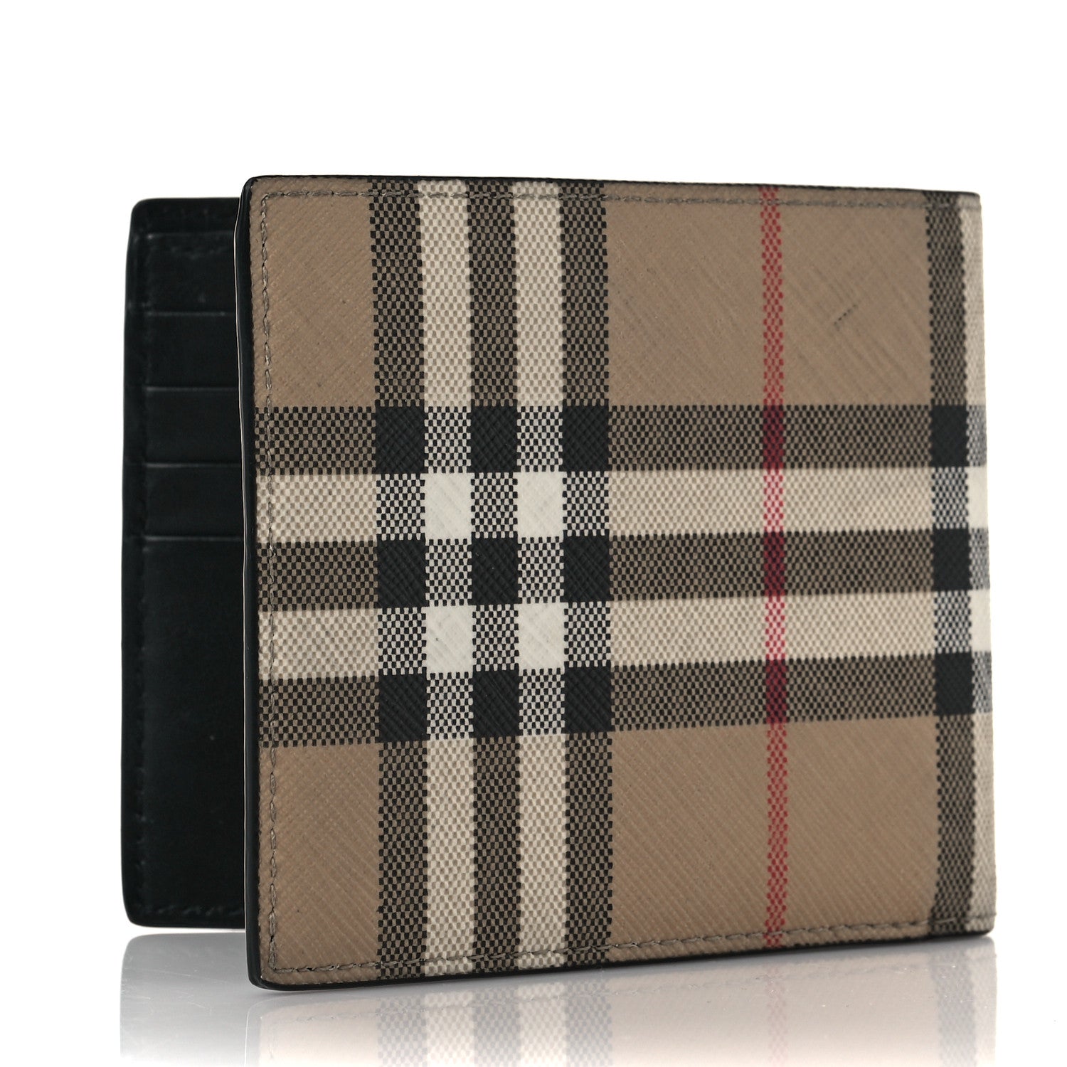 Burberry E-Canvas Vintage Check Bi-Fold Wallet Archive Beige 3 of 6