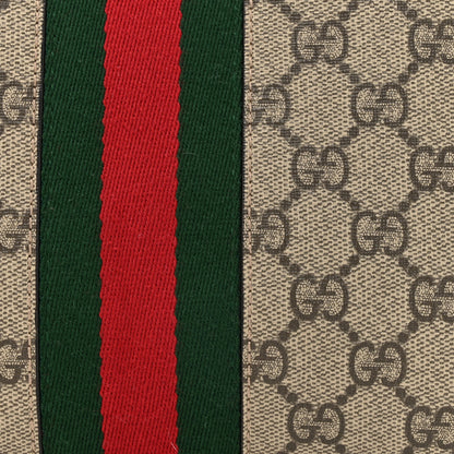 Gucci GG Supreme Monogram Textured Dollar Calfskin Web Small Ophidia Dome Shoulder Bag Beige Ebony New Acero 7 of 10