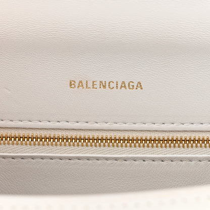 Balenciaga Shiny Calfskin Crocodile Embossed Small Hourglass Top Handle Bag White 6 of 9