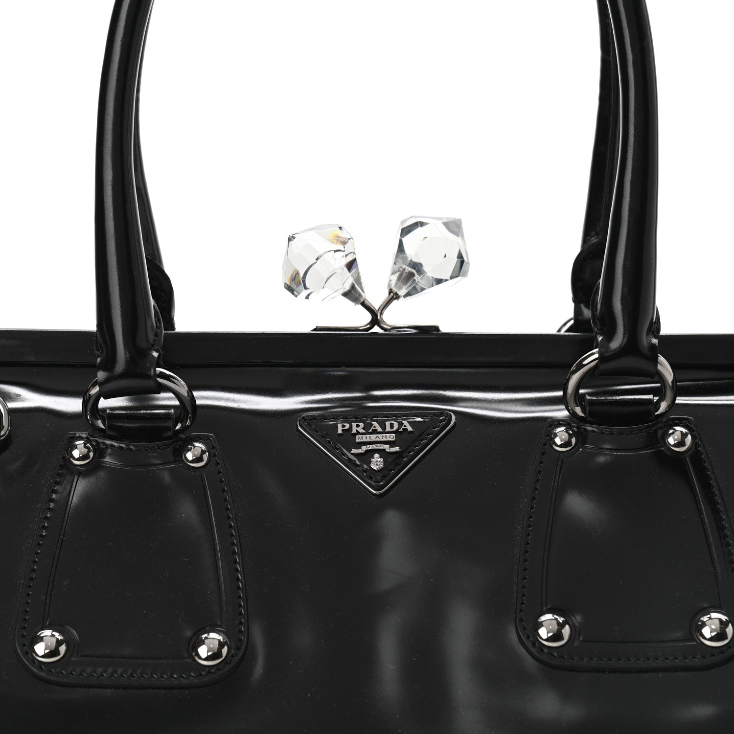 Prada Vernice Kisslock Satchel Black 6 of 12