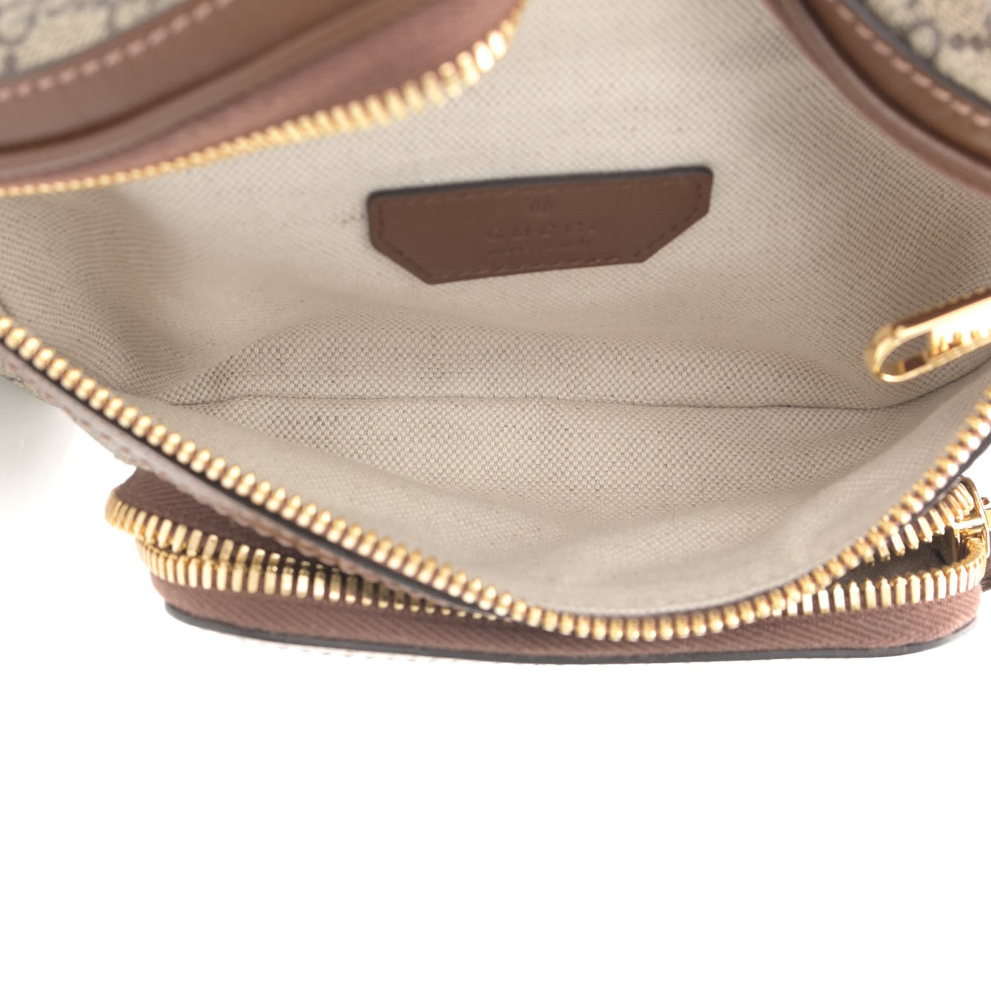 GG Supreme Monogram Textured Calfskin Retro Interlocking G Belt Bag Beige Ebony Brown Sugar