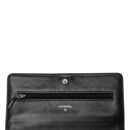 Chanel Lambskin Camellia Embossed Wallet on Chain WOC Black 5 of 5