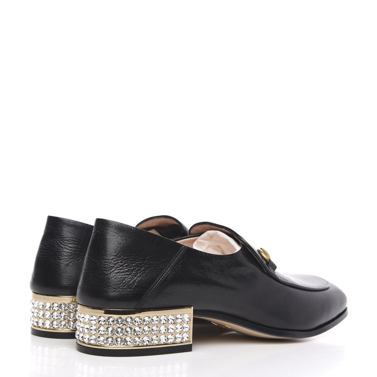 Goatskin Crystal Womens Horsebit Loafers 40.5 Black