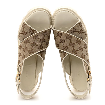 Gucci Monogram Granada Kid Trip 40/72mm Lug Sole Sandals 40 Beige Ebony Mystic White 2 of 9