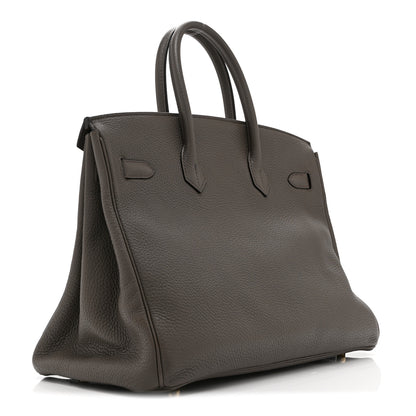 Hermes Taurillon Clemence Birkin 35 Etain 3 of 10
