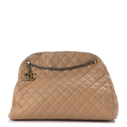 Chanel Lambskin Quilted Large Just Mademoiselle Bowling Bag Beige 1 of 13