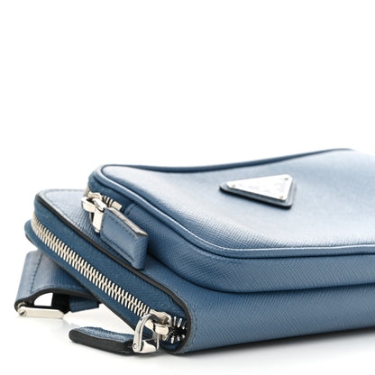 Prada Saffiano Travel Double Zip Crossbody Belt Bag Cobalto 8 of 10
