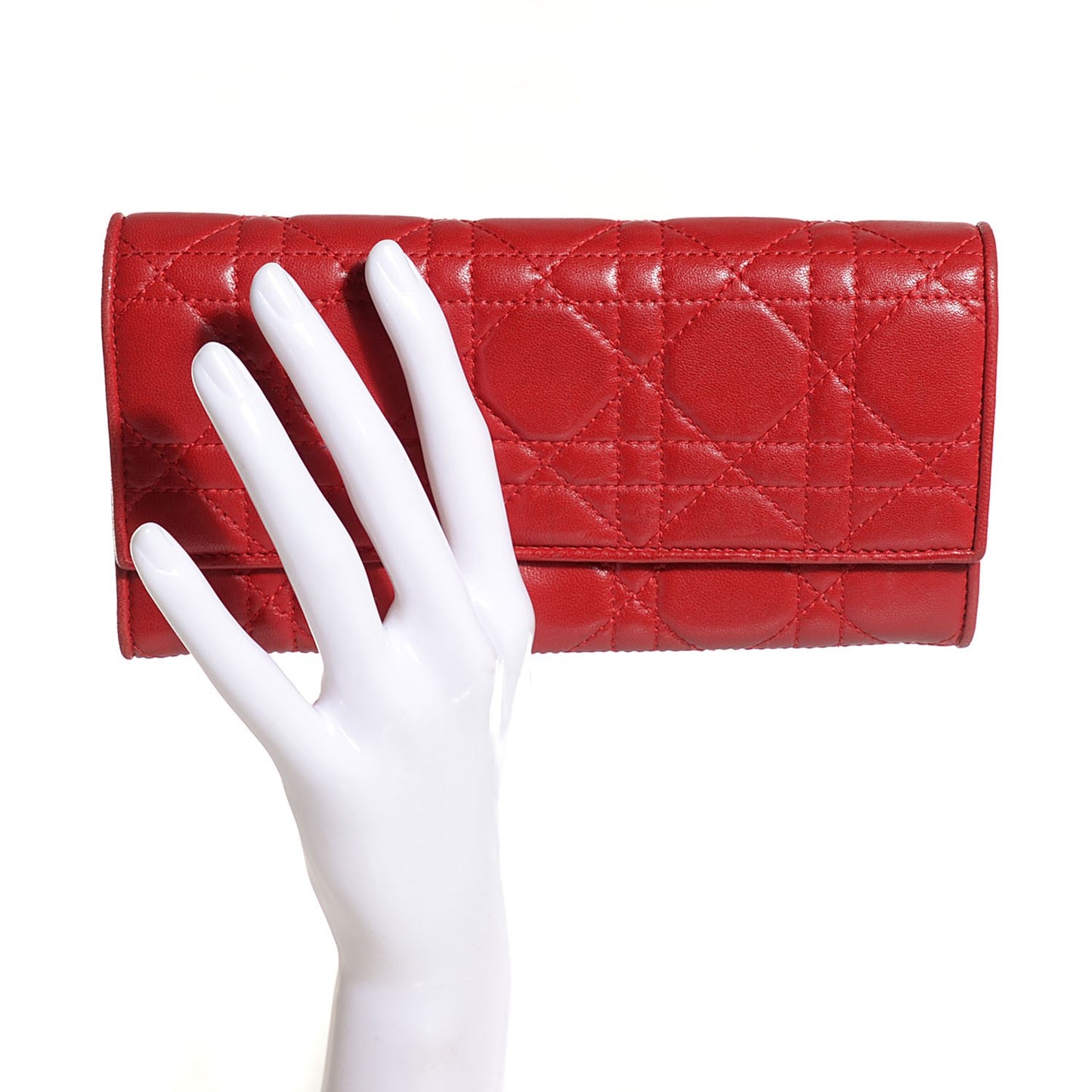 Lambskin Cannage Rendezvous Wallet Red