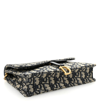 Christian Dior Oblique Saddle Chain Pouch Blue 4 of 11