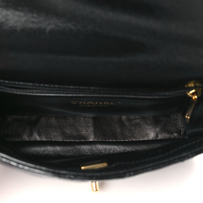 Chanel Shiny Lambskin Quilted Golden Links Top Handle Flap Black 5 of 11