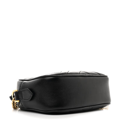 Gucci Calfskin Matelasse Mini GG Marmont Chain Shoulder Bag Black 4 of 11