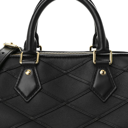 Louis Vuitton Lambskin Malletage Speedy Bandouliere 25 Black 7 of 9