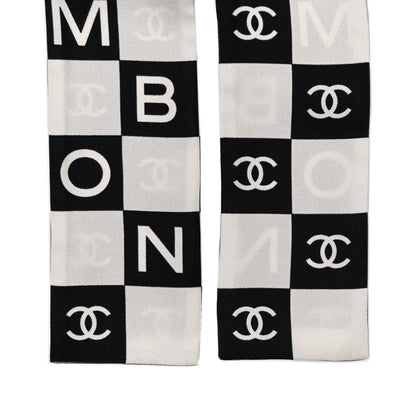 Chanel Silk Logo Cambon Slim Bandeau Scarf Black Ecru 4 of 4