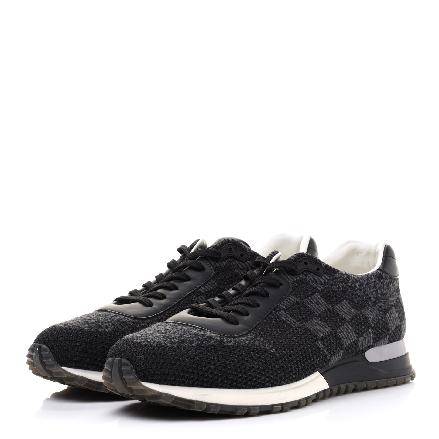 Calfskin Damier Run Away Sneakers 8 Graphite