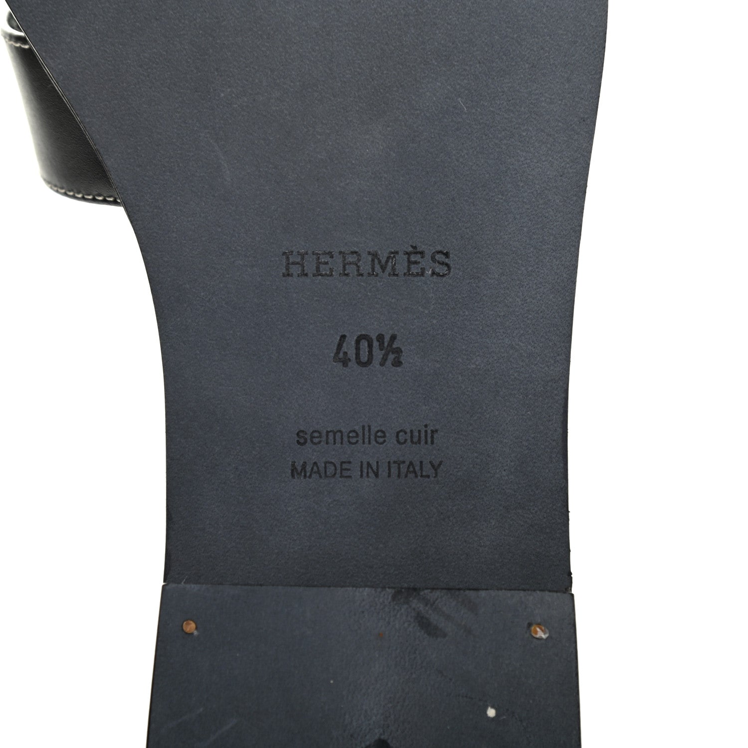 Hermes Box Calfskin Oran Sandals 40.5 Black 6 of 9