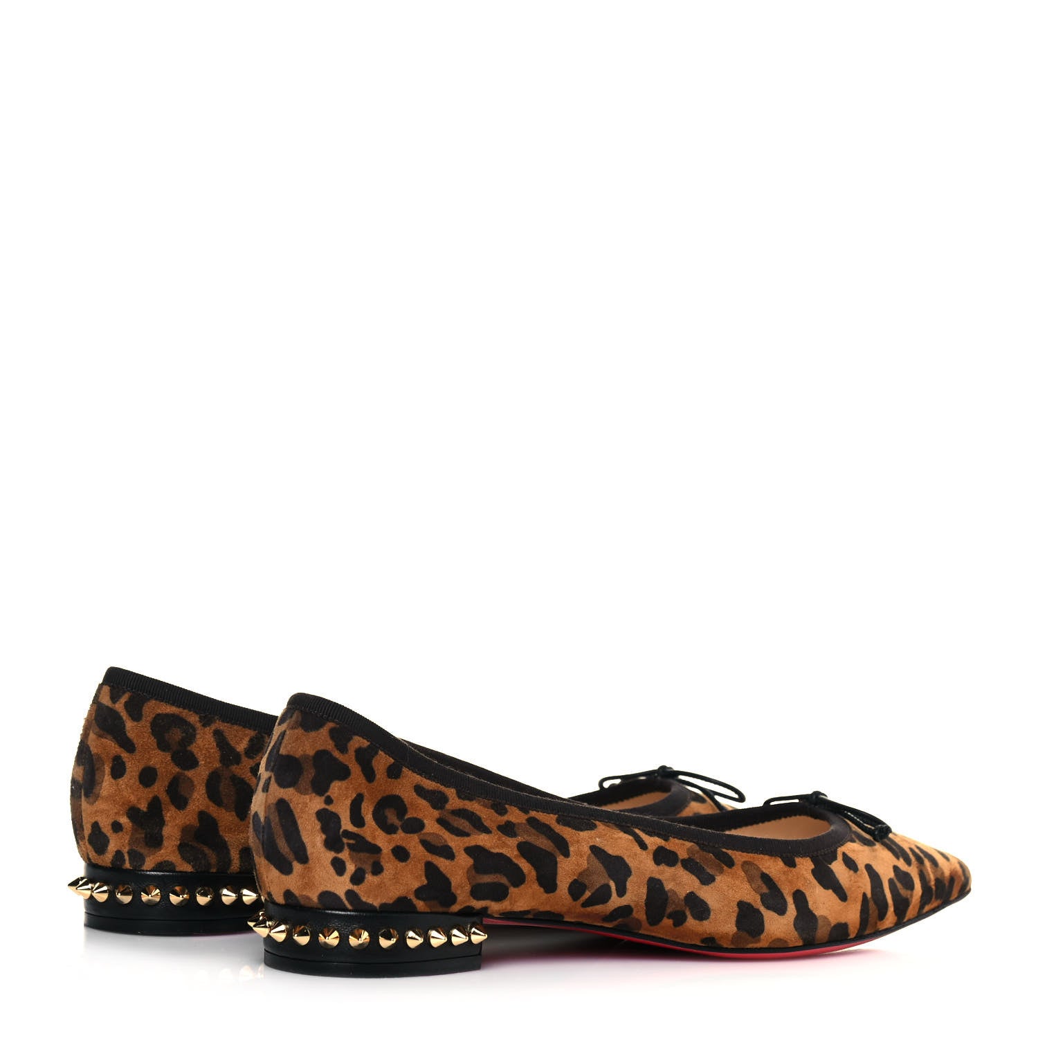 Christian Louboutin Veau Velours Nappa Leopard Print Spiked Hall Flats 40 Caramel 4 of 10
