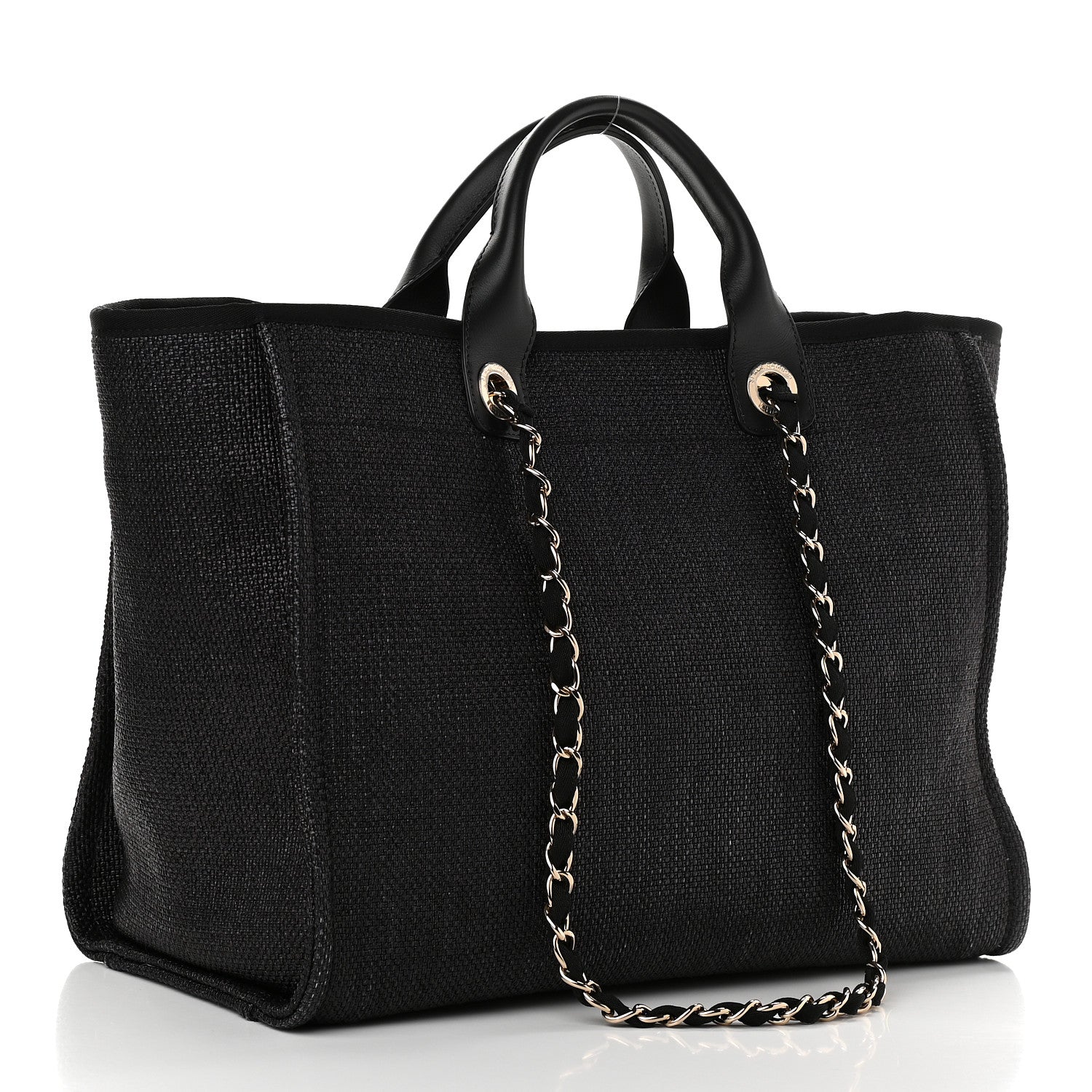 Chanel Woven Straw Raffia Medium Deauville Tote Black 3 of 9