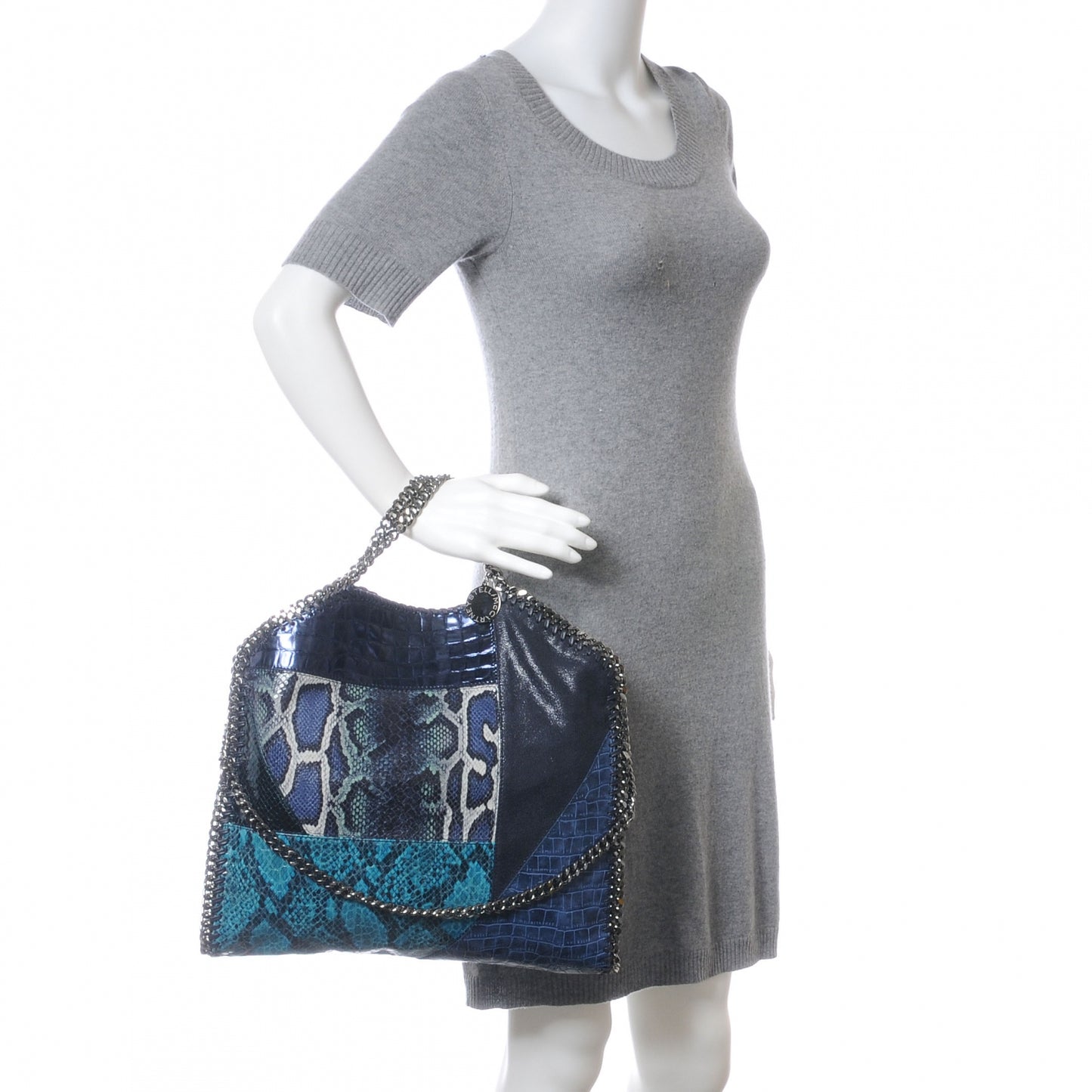 Faux Exotic Embossed Leather Small Falabella Blue