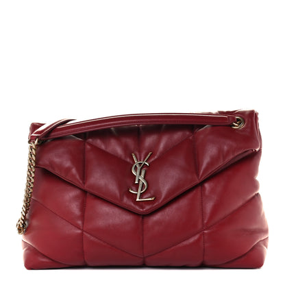 Saint Laurent Lambskin Quilted Medium Loulou Puffer Monogram Chain Satchel Opyum Red 1 of 12