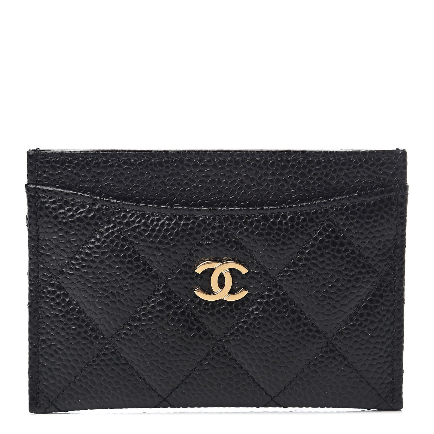 Caviar Quilted Card Holder Black