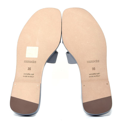 Hermes Epsom Oran Sandals 35 Bleu Glacier 5 of 6