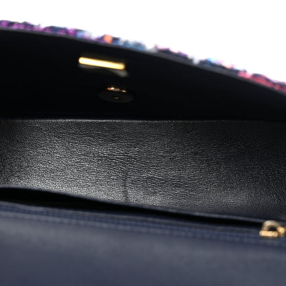 Chanel Tweed Quilted Mini Rectangular Flap Navy Blue Multicolor 5 of 10